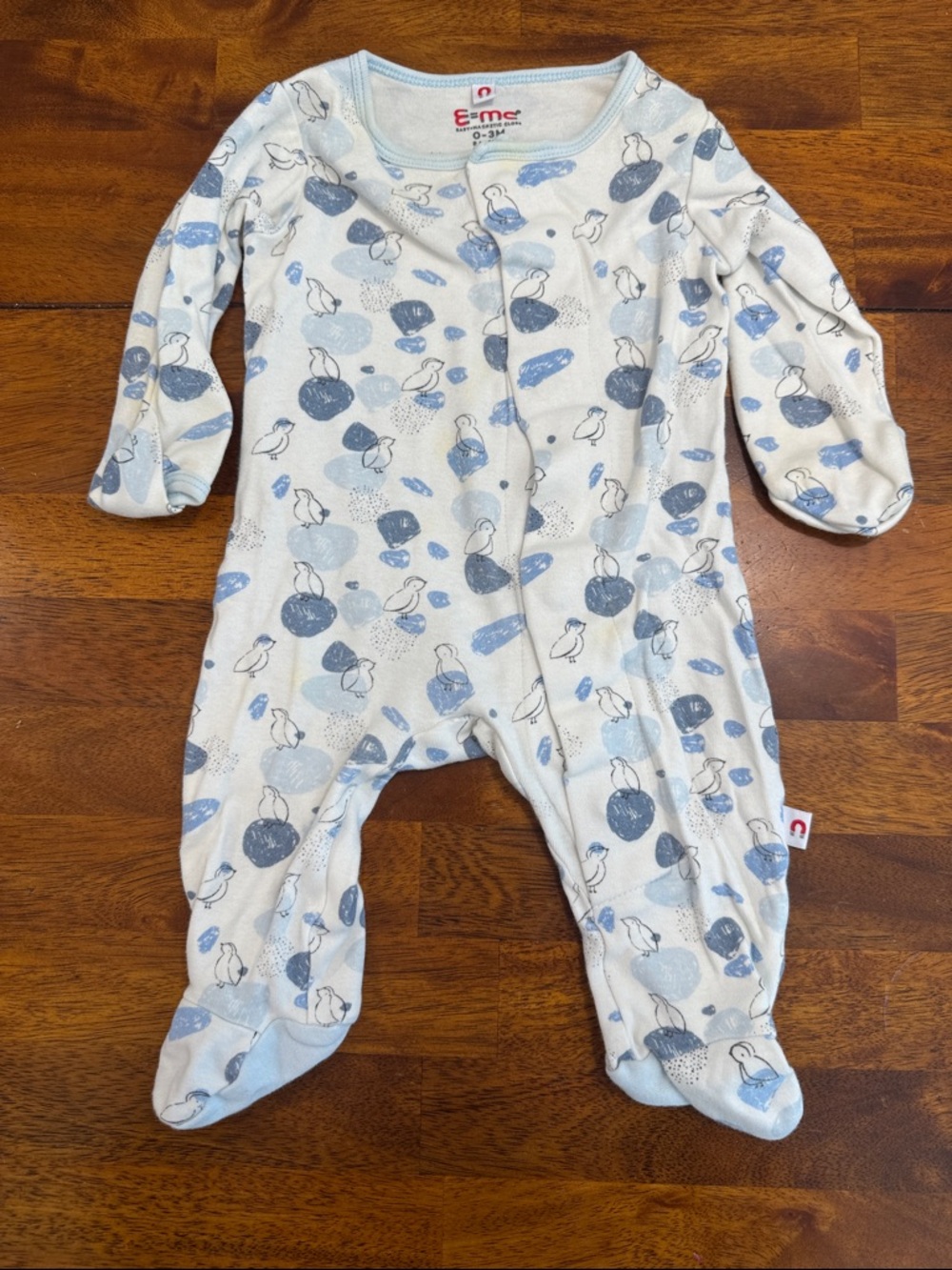 E=MC Easy Magnetic Close Blue & White Footed One-Piece – Cozy Printed Sleeper